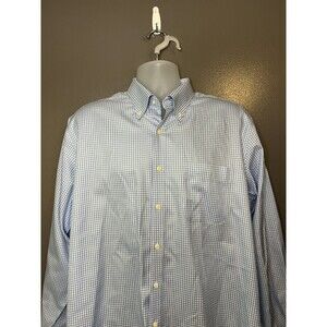 Peter Millar PGA Tour Official Shirt Mens Large Blue Golf Blue Check Gingham